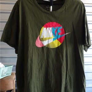 Nike Olive Green Crewneck Tee with White Logo